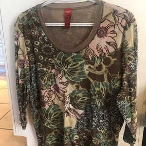 Olsen Top Taupe & Green Size 14